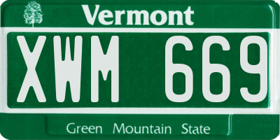 VT license plate XWM669