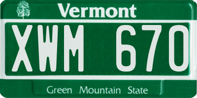 VT license plate XWM670