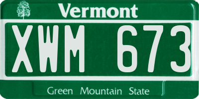 VT license plate XWM673