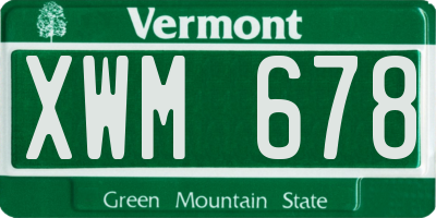 VT license plate XWM678