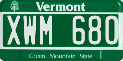 VT license plate XWM680