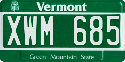VT license plate XWM685