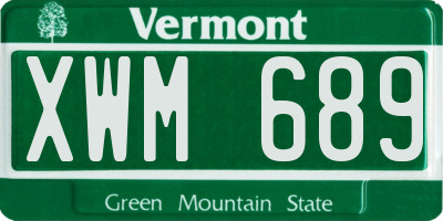 VT license plate XWM689