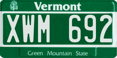 VT license plate XWM692