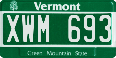 VT license plate XWM693