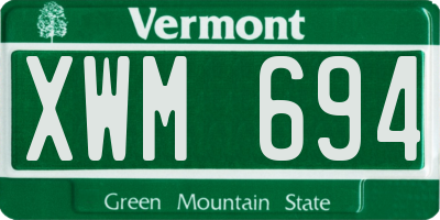 VT license plate XWM694