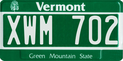 VT license plate XWM702