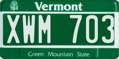 VT license plate XWM703