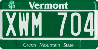 VT license plate XWM704