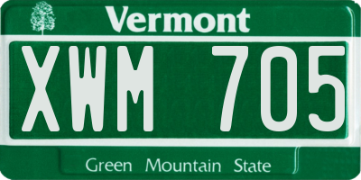 VT license plate XWM705