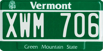 VT license plate XWM706