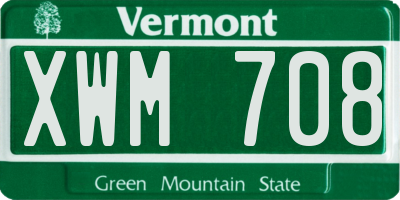 VT license plate XWM708