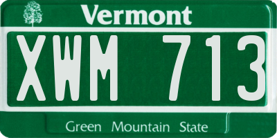 VT license plate XWM713