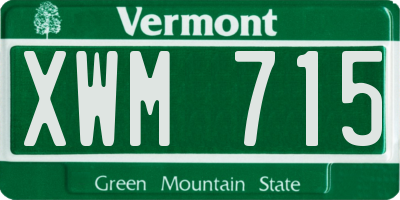 VT license plate XWM715