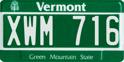 VT license plate XWM716