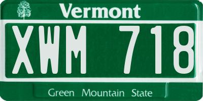 VT license plate XWM718