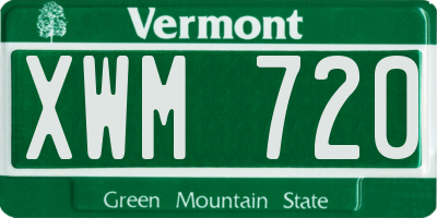 VT license plate XWM720