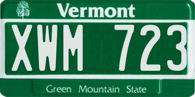 VT license plate XWM723
