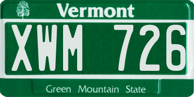 VT license plate XWM726