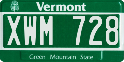 VT license plate XWM728
