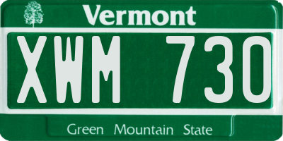 VT license plate XWM730