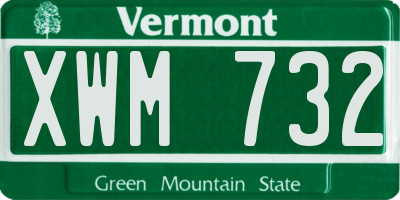 VT license plate XWM732