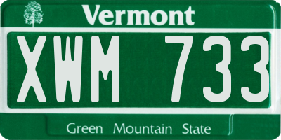 VT license plate XWM733