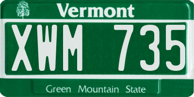 VT license plate XWM735
