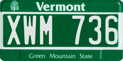 VT license plate XWM736