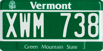 VT license plate XWM738
