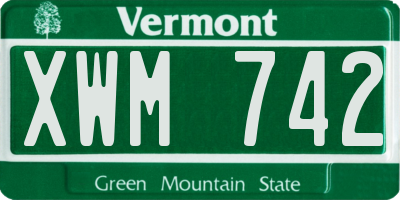 VT license plate XWM742