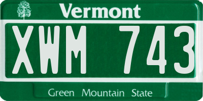 VT license plate XWM743