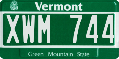 VT license plate XWM744
