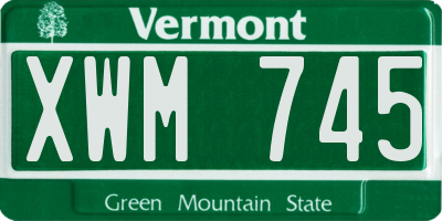 VT license plate XWM745