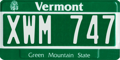 VT license plate XWM747