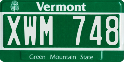 VT license plate XWM748