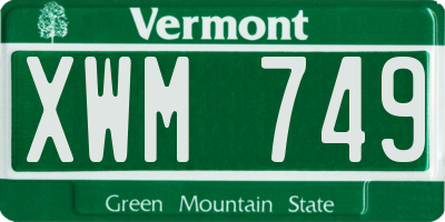 VT license plate XWM749