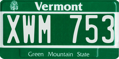 VT license plate XWM753