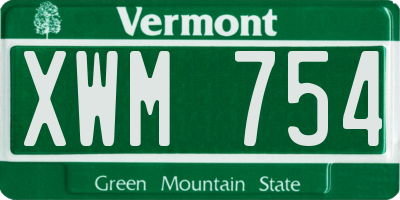 VT license plate XWM754