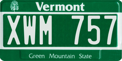 VT license plate XWM757