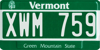 VT license plate XWM759