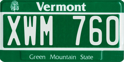 VT license plate XWM760