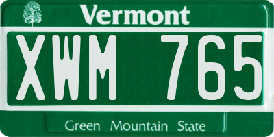 VT license plate XWM765
