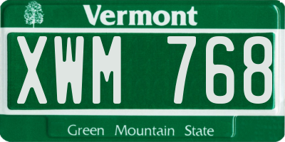 VT license plate XWM768