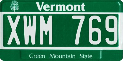 VT license plate XWM769