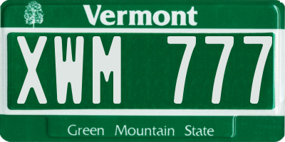 VT license plate XWM777