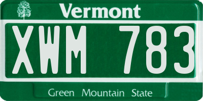 VT license plate XWM783