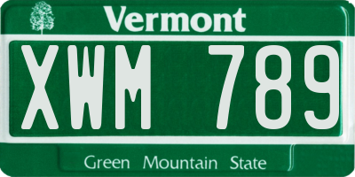 VT license plate XWM789