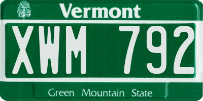VT license plate XWM792