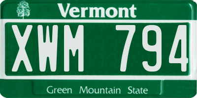 VT license plate XWM794